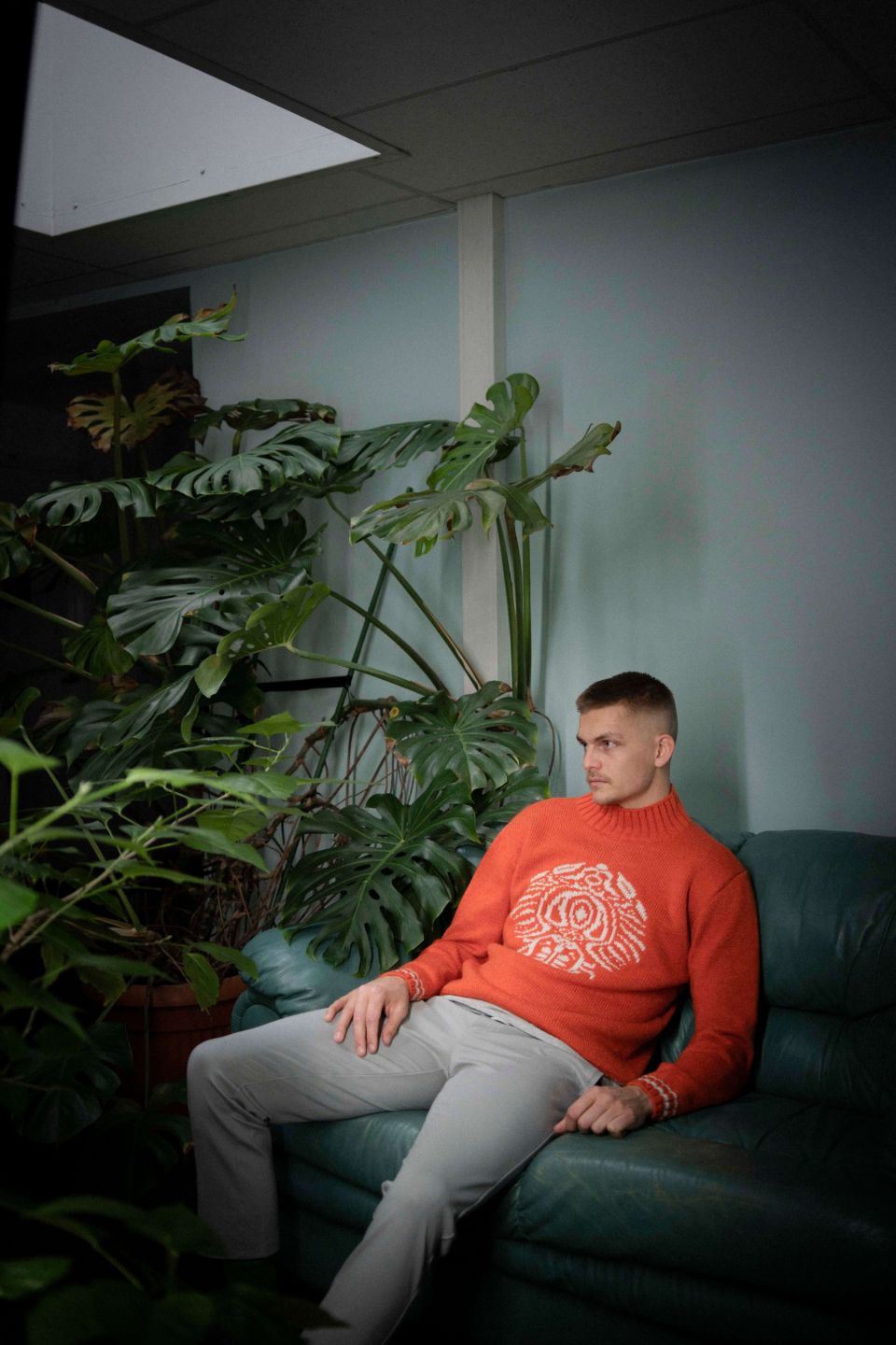 Inkblot ornamendiga meriino kampsun oranz