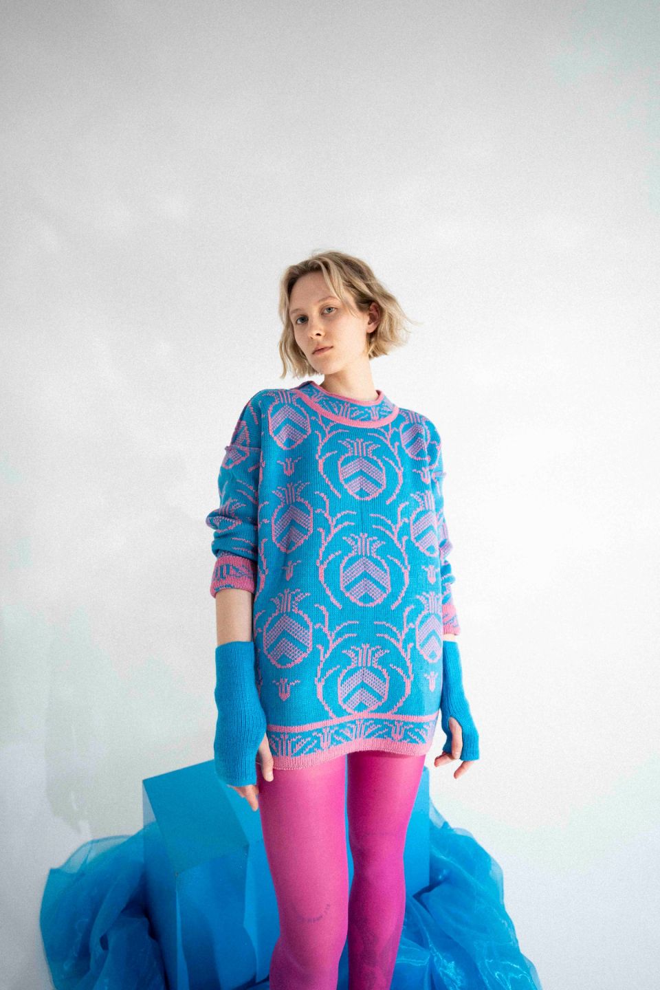 Ananass meriino kampsun roosa