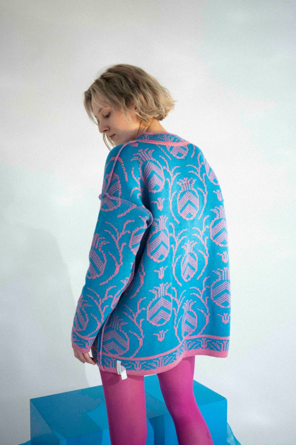 Ananass meriino kampsun roosa