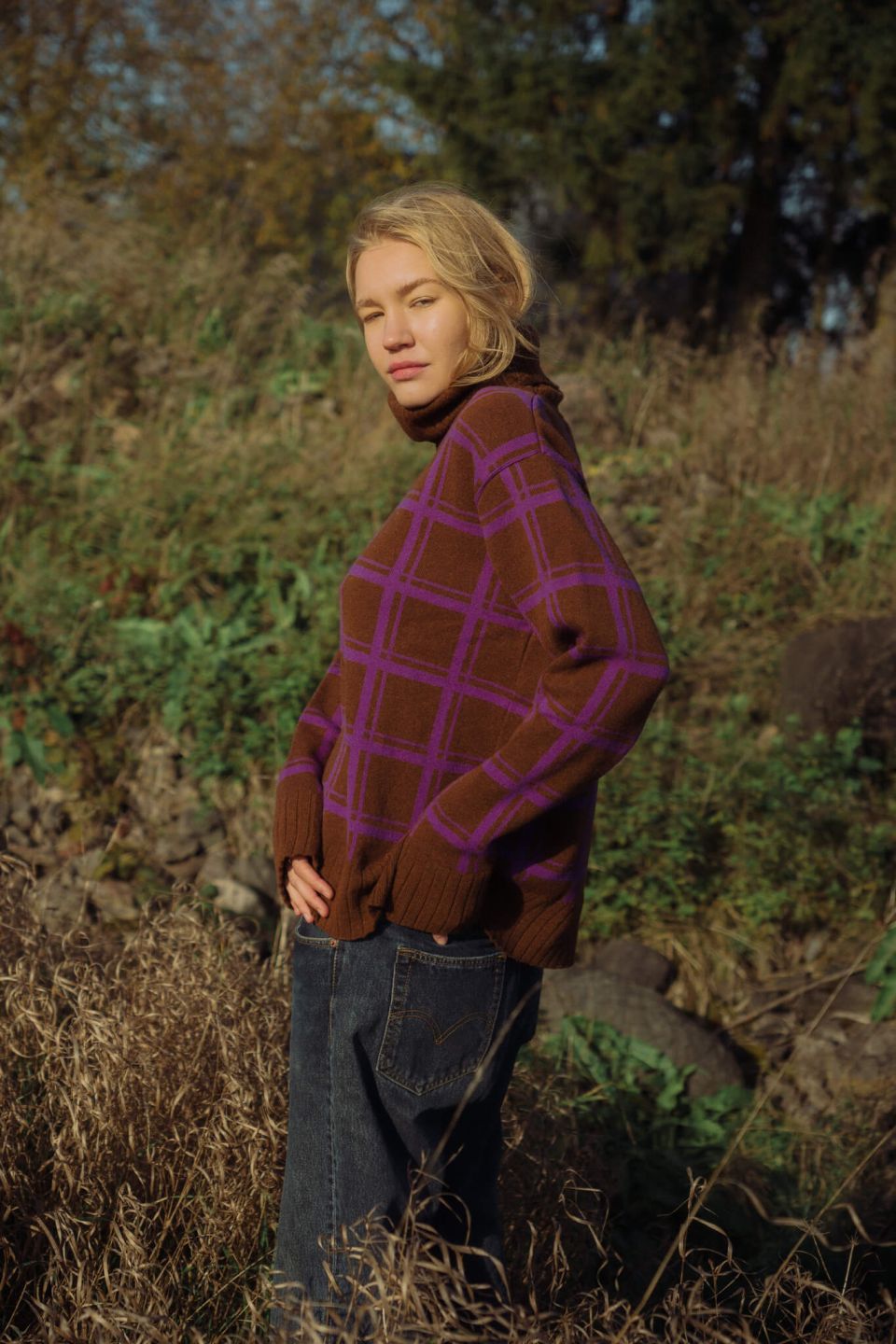 Sato kõrge kraega meriino kampsun pruun