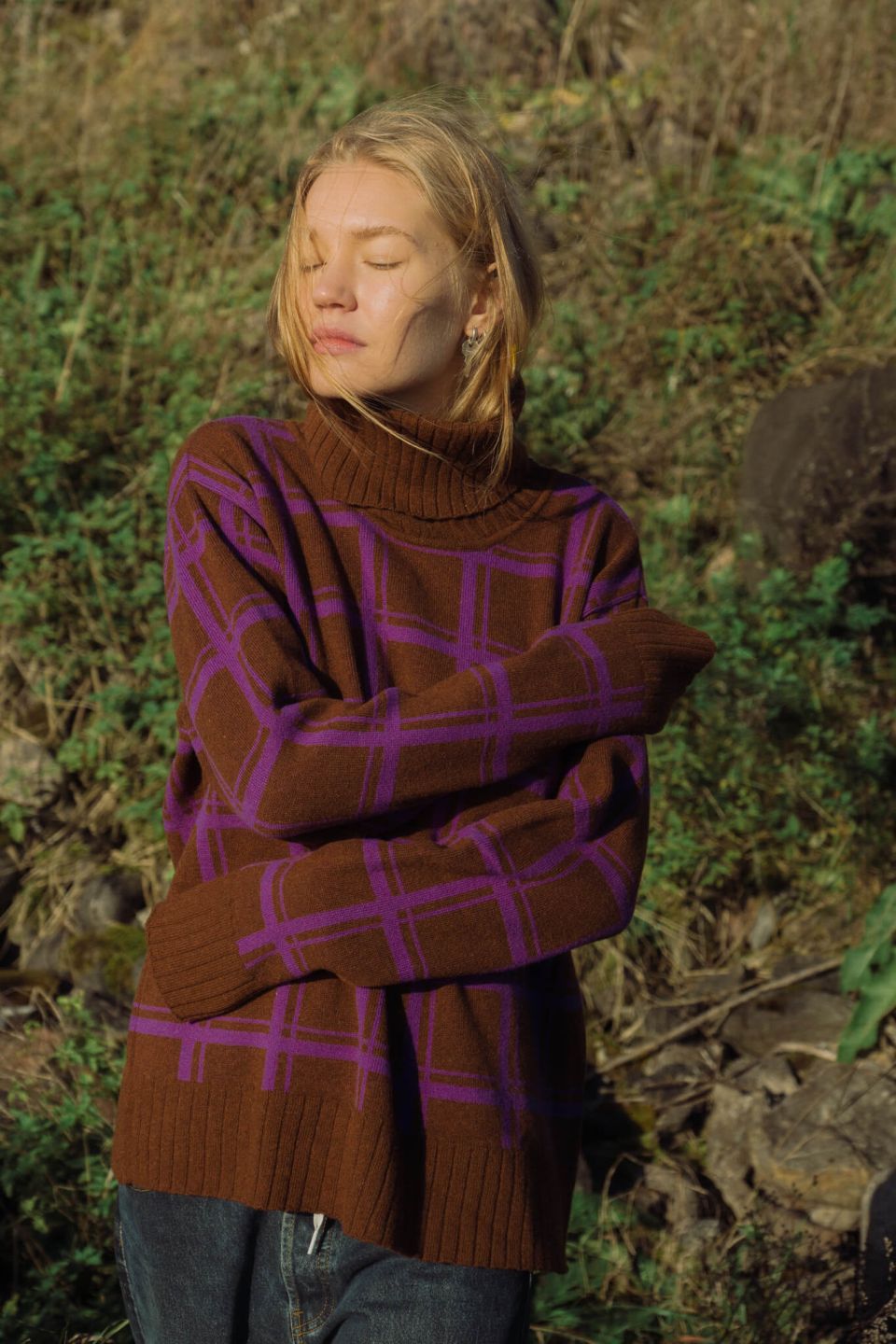 Sato kõrge kraega meriino kampsun pruun