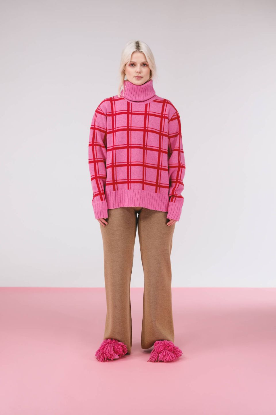 Sato kõrge kraega meriino kampsun roosa