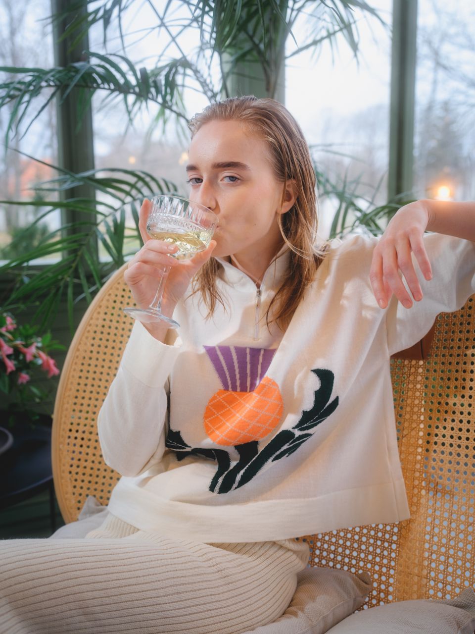 Villohakas lukuga meriino kampsun valge