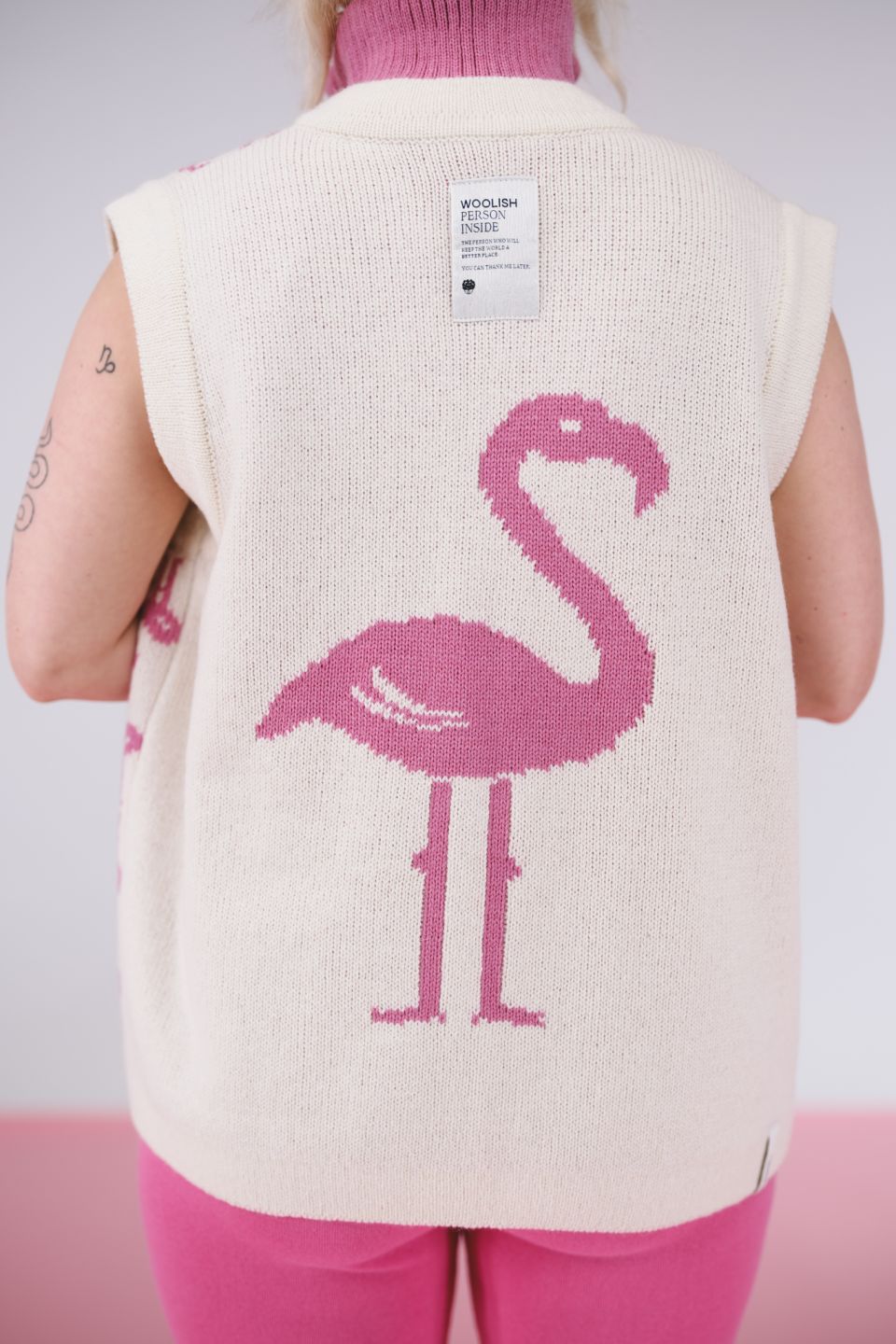Flamingo ümberpööratav meriino kardigan-vest roosa