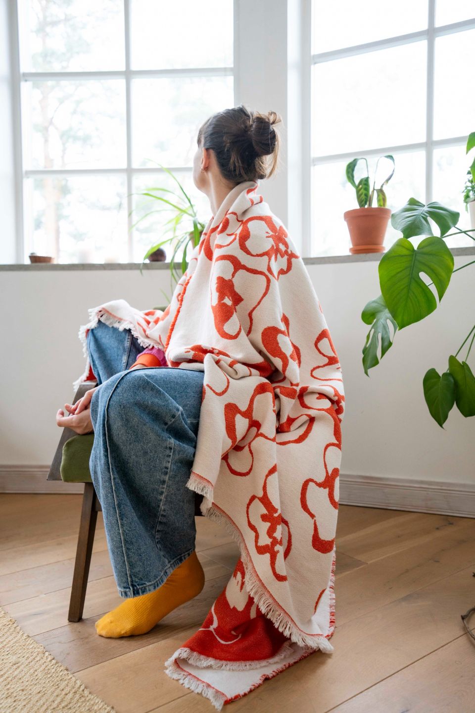 Flora puuvillane pleed oranz